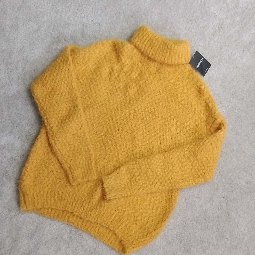 Forever 21 Golden Turtleneck Sweater Mustard Knitted Women Warm Sweater - Picture 6 of 6